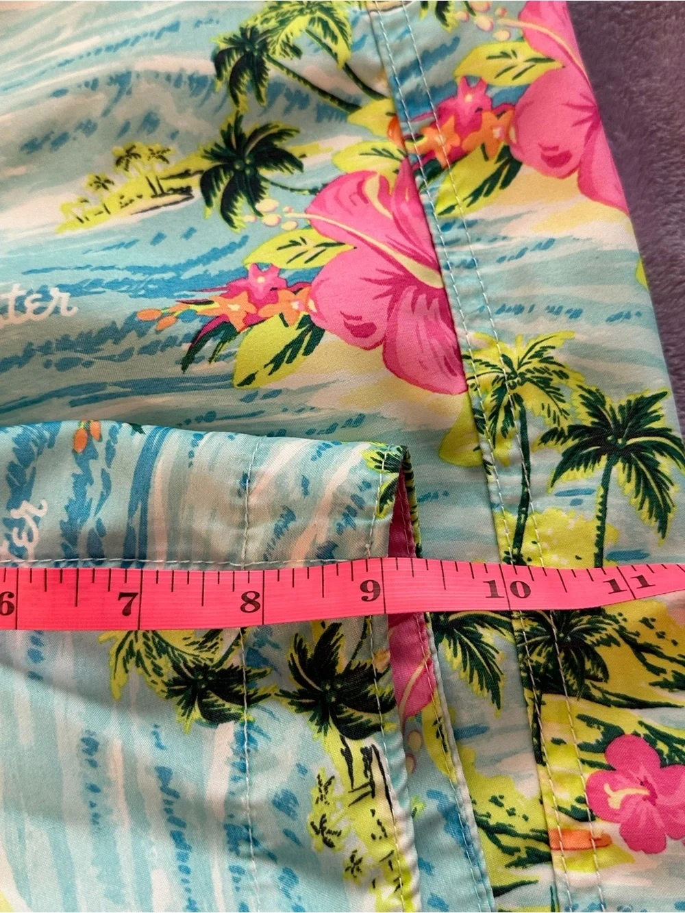 Hollister Tropical Blue Swim Shorts with Pink Floral Print